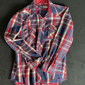 WRANGLER MEN'S COTTON FLANNEL PEARL BUTTON HEAVY WEIGHT SHIRT